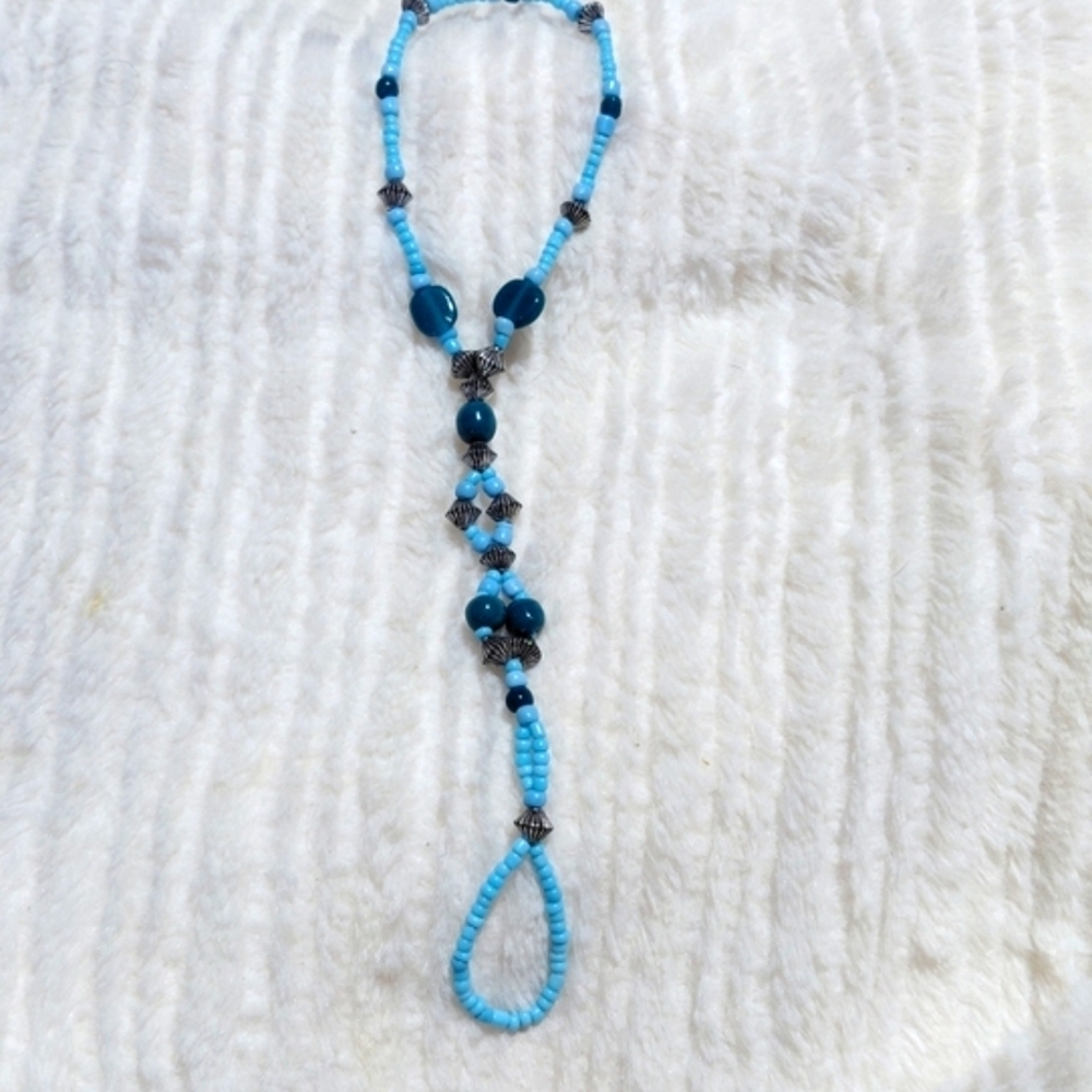 Anklet Blue Beaded Bracelet with Elegant Design Handmade